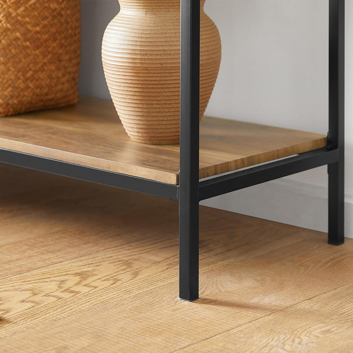 KONSOLENTISCH Natur - Schwarz/Braun, Holzwerkstoff/Metall (100/47/80cm) - SoBuy