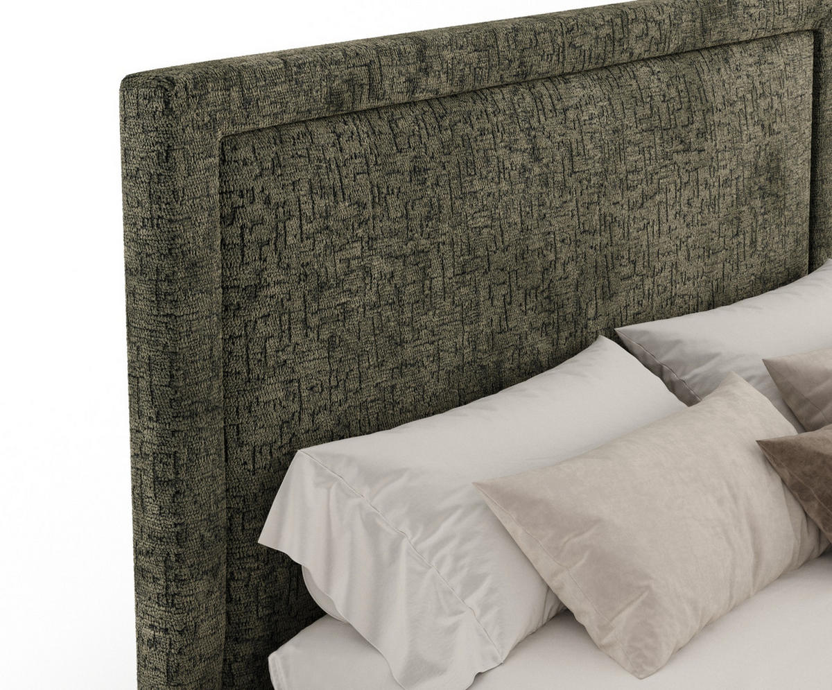 POLSTERBETT Ordina Olivgrün 160/200 cm im Chenille-Stoff - Silberfarben/Naturfarben, Holz/Holzwerkstoff (160/200cm) - Maison de Reve