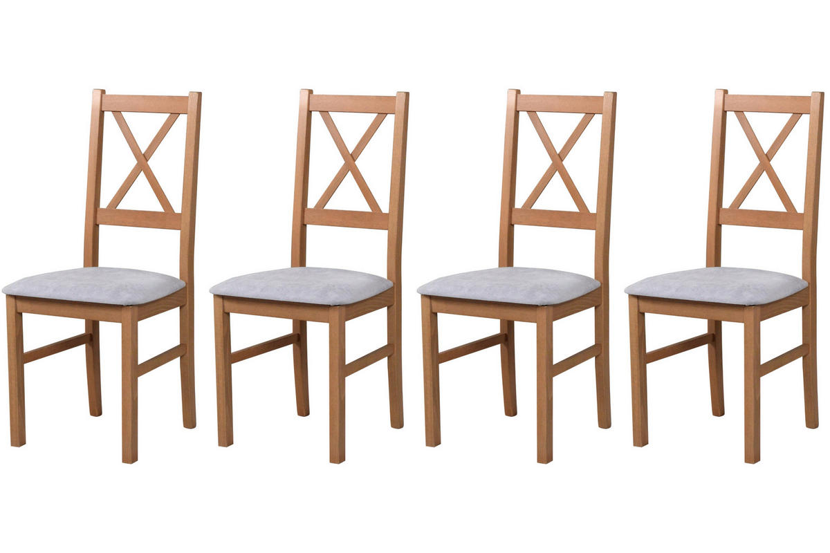 STUHL Nilo 10 (4er Set) - Hellbraun/Cappuccino, Holz (43/94/40cm) - Leaf Design