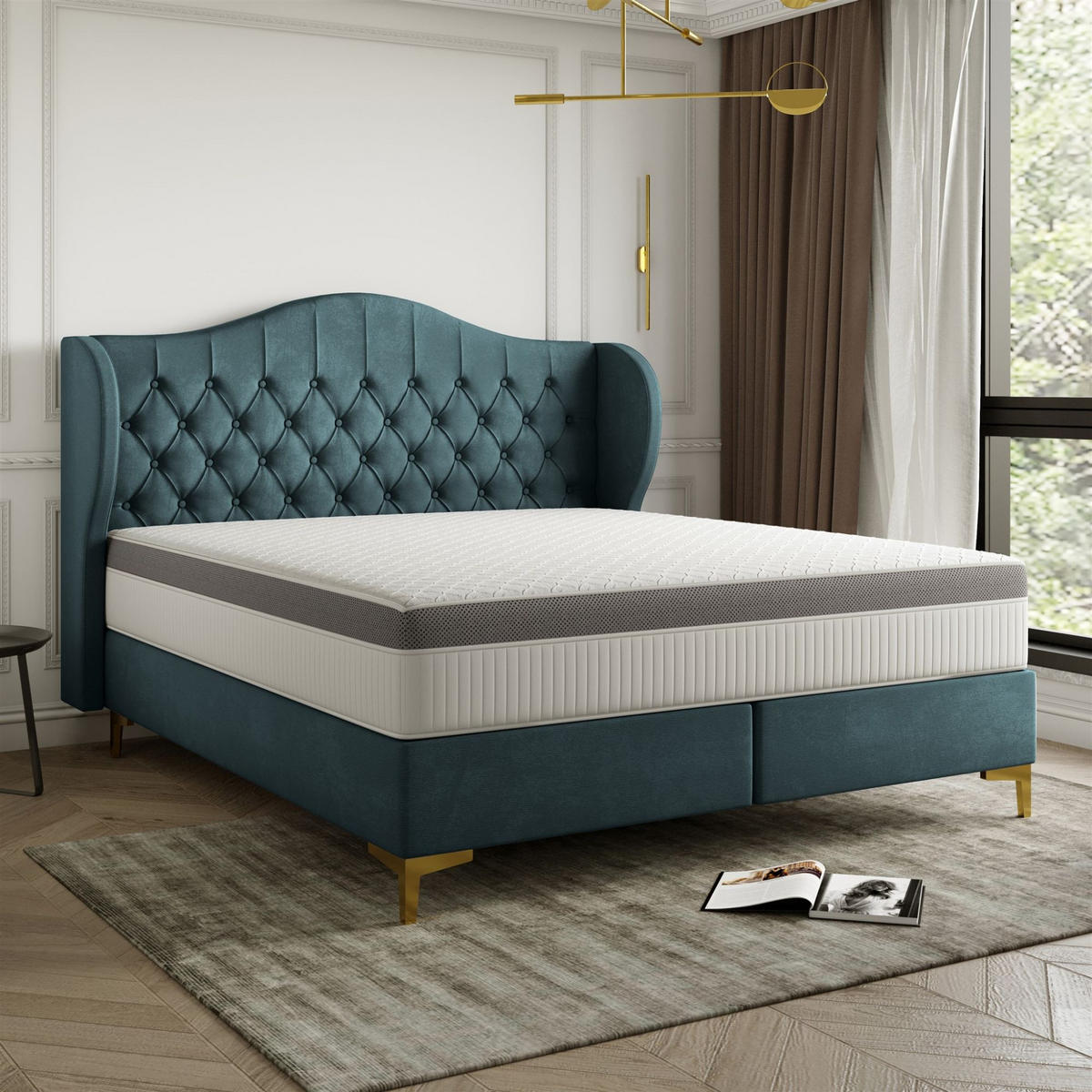 POLSTERBETT Pelagio In Whisper - Blaugrau, Holzwerkstoff/Textil (160/200cm) - Fun Möbel