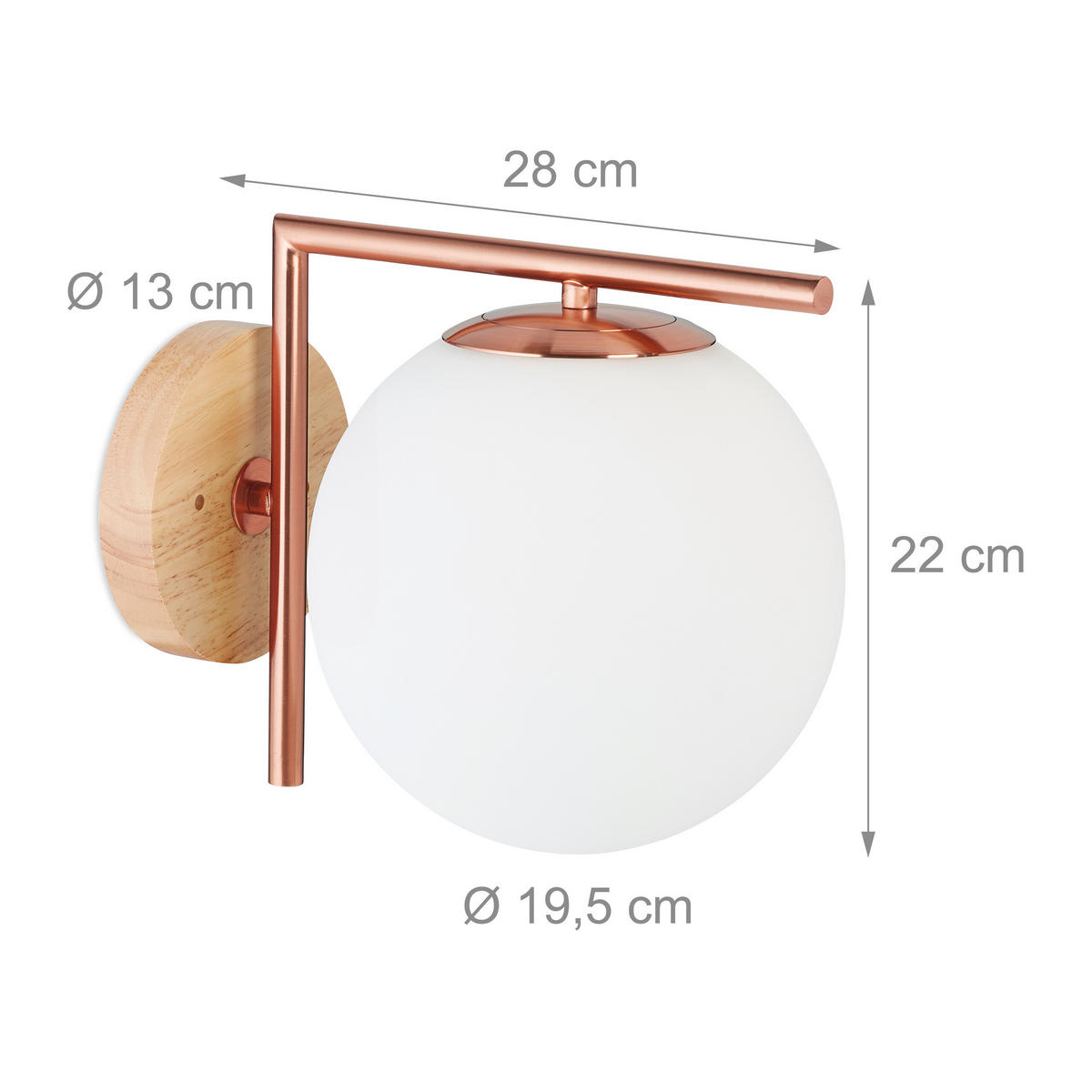 WANDLEUCHTE - Multicolor, Glas/Holz (19.5/22/28cm) - Relaxdays