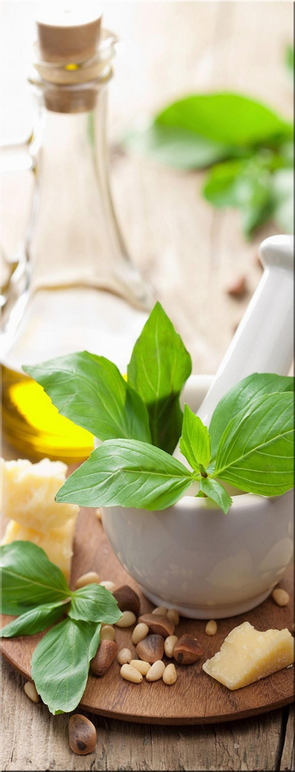 GLASBILD 30x80 cm Küche Kräuter grün - Gelb, Glas (30/80cm) - artissimo