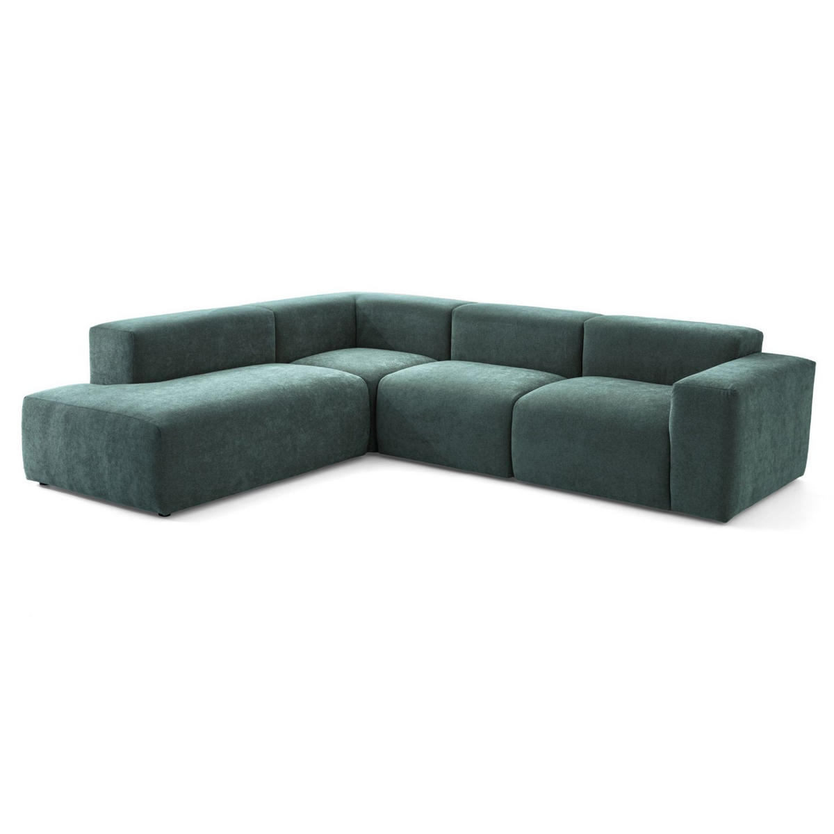 4-SITZER modulares Ecksofa HEAVEN SET 2 Links, Breite 300 cm Webstoff Dunkelgrün - Dunkelgrün/Schwarz, Holz/Kunststoff (300/245cm) - Muffo