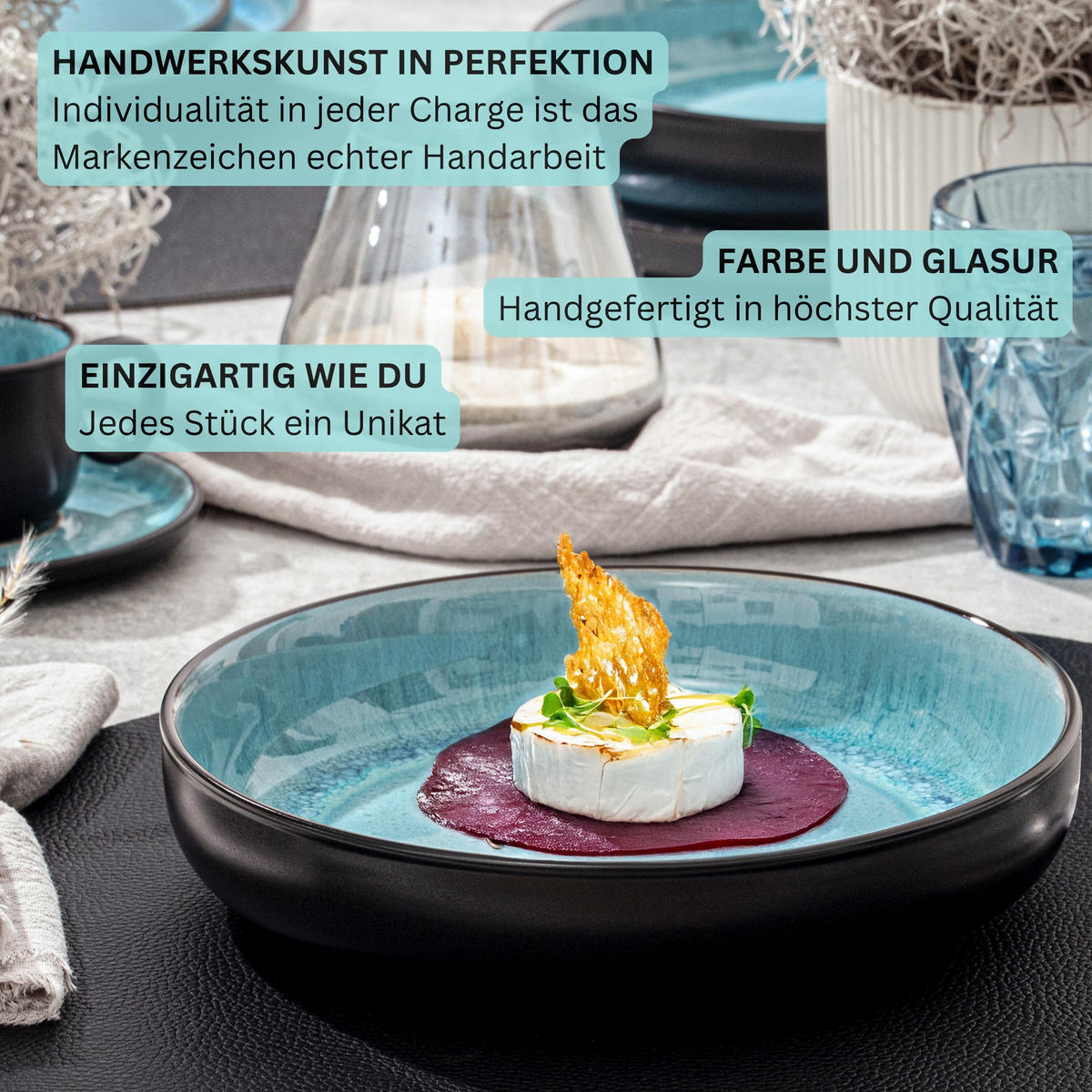 PASTASCHALEN SET GRANADA - 6 teilig aus Steingut - Blau, Stein (22.2cm) - Sänger