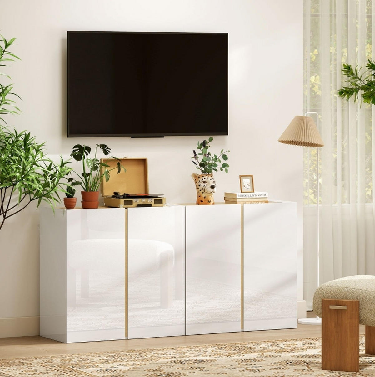 SIDEBOARD 80/40/80 cm Weiß aus Holz mit Soft-Close-Türen - Weiß, Holz (80/80/40cm) - OKWISH