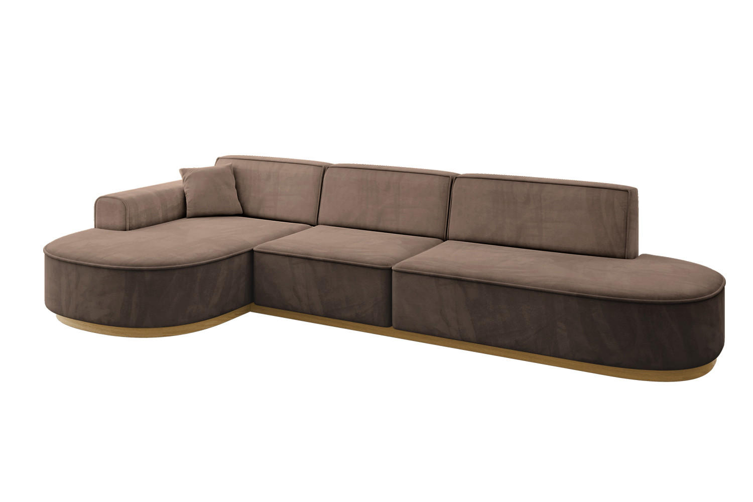 ECKSOFA Ottomane Links MARI-L2-v2 - 328x171x83 cm Braun Velours - Braun, Holzwerkstoff/Textil (328/171cm) - ALTDECOR