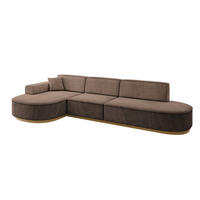 ECKSOFA Ottomane Links MARI-L2-v2 - 328x171x83 cm Braun Velours - Braun, Holzwerkstoff/Textil (328/171cm) - ALTDECOR