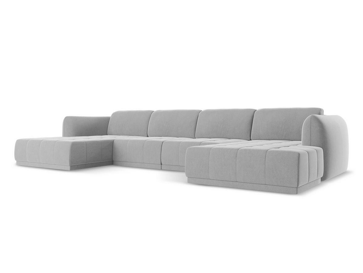 ECKSOFA mit Schlaffunktion Samt Stoff Grau - Dunkelgrau/Schwarz, Kunststoff/Textil (290/185cm) - Makamii