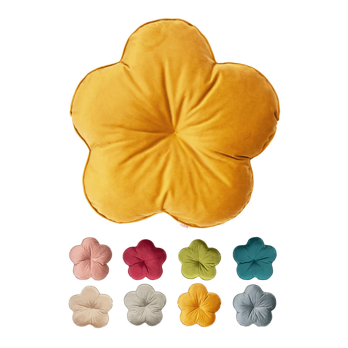 KISSEN-BLUME Samt&Sonders curry-senf 50 cm Ø - Currygelb, Textil (50cm) - beties Heimtextil