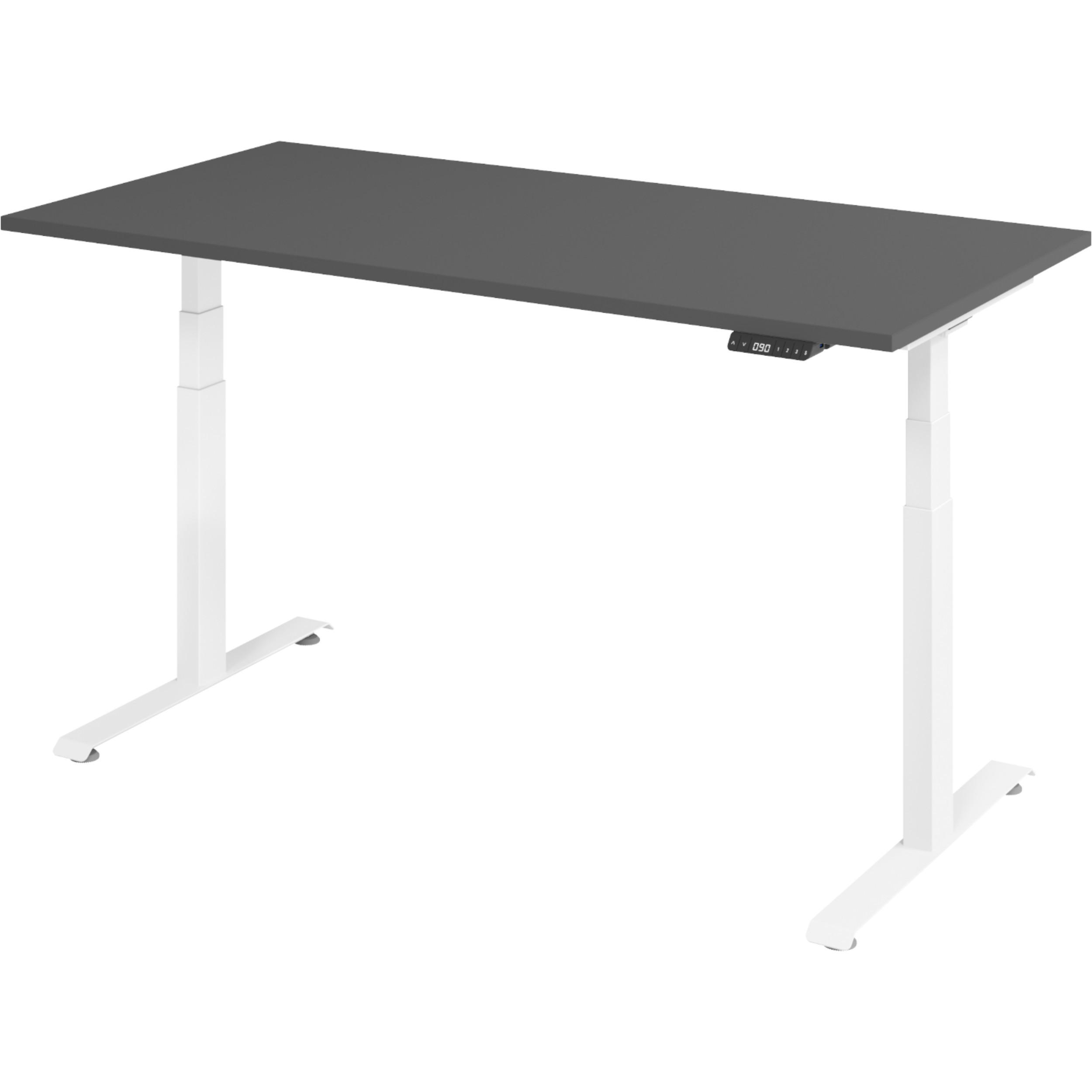 SCHREIBTISCH elektrisch 80/160/74 cm in Graphitfarben/Weiß - Graphitfarben/Weiß, Holzwerkstoff (80/160/74cm) - bümö