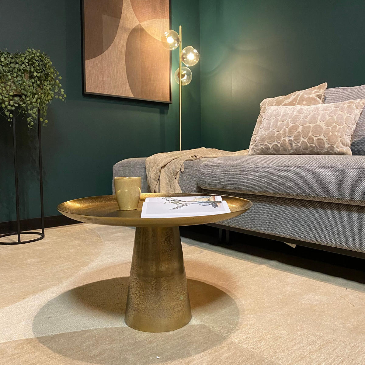 COUCHTISCH Florence Aluminium 58 cm / 58 cm Gold - Goldfarben, Holz (58/58/36cm)