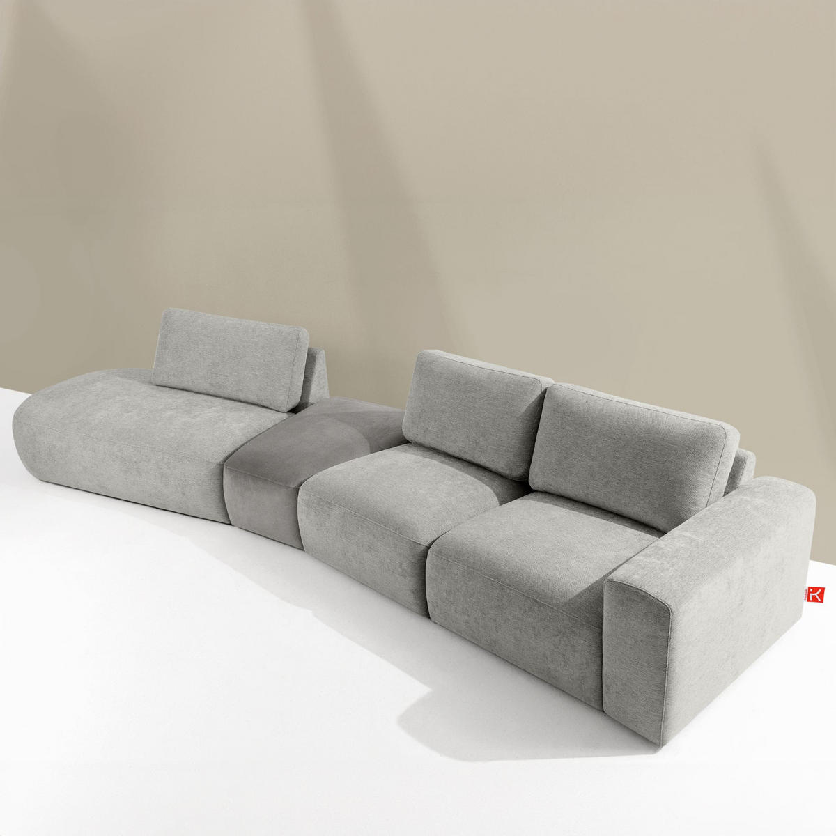 5-SITZER ECKSOFA ZUCCO Chenille links, Steingrau - Greige, Textil (430/84/105cm) - KONSIMO®