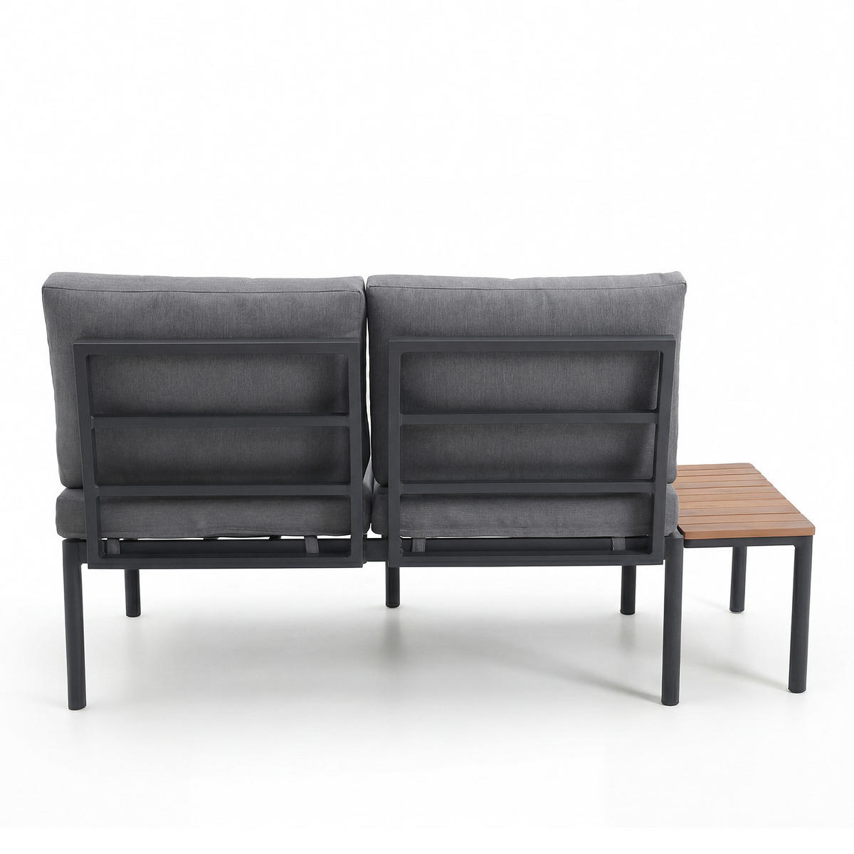 LOUNGESET - 3-teilig - Aluminium - Grau - Grau, Kunststoff/Textil - home24