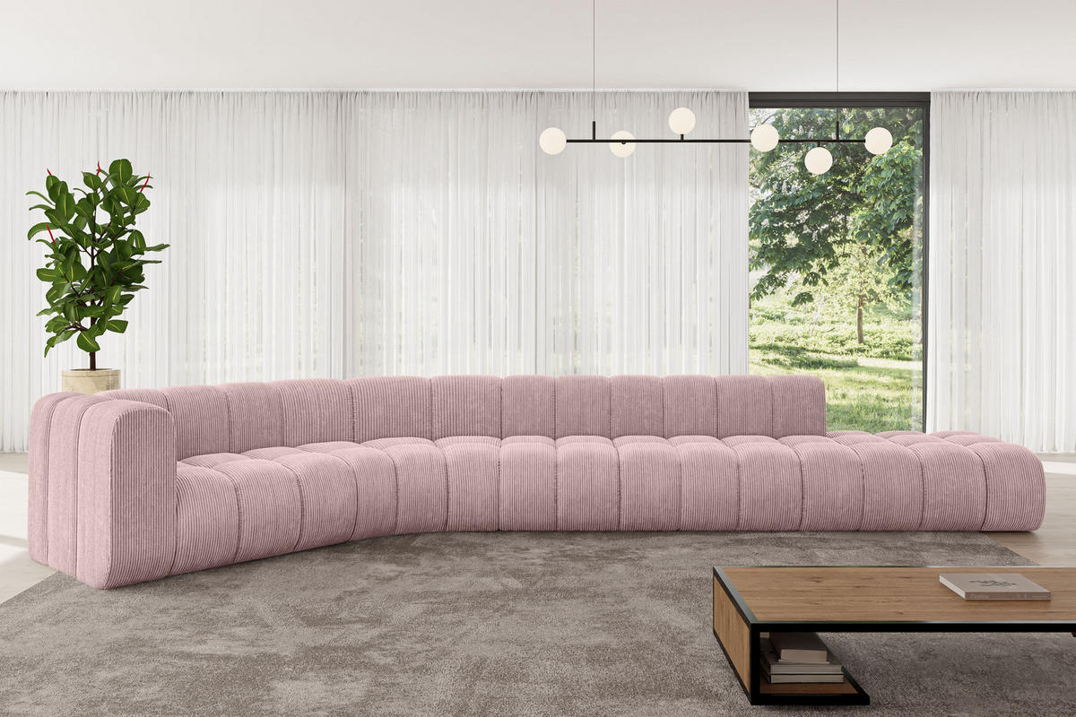ECKSOFA modulares Sofa Tilmo-L2 - 490x194x70 cm Rosa - Rosa, Holzwerkstoff/Textil (490/194cm) - ALTDECOR