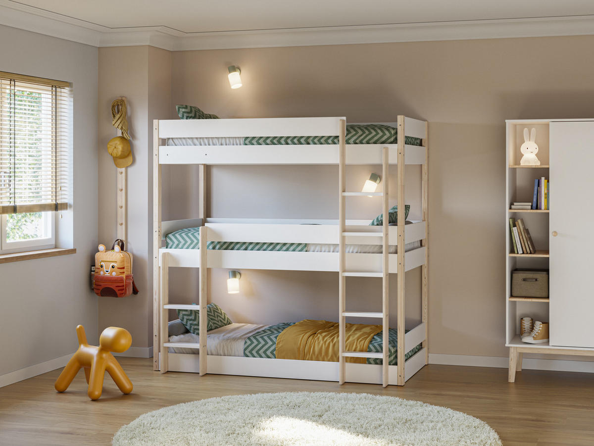 ETAGENBETT Milos Weiß 200.4/107.9/197.6 cm - Weiß, Holz (90/190cm) - Calicosy