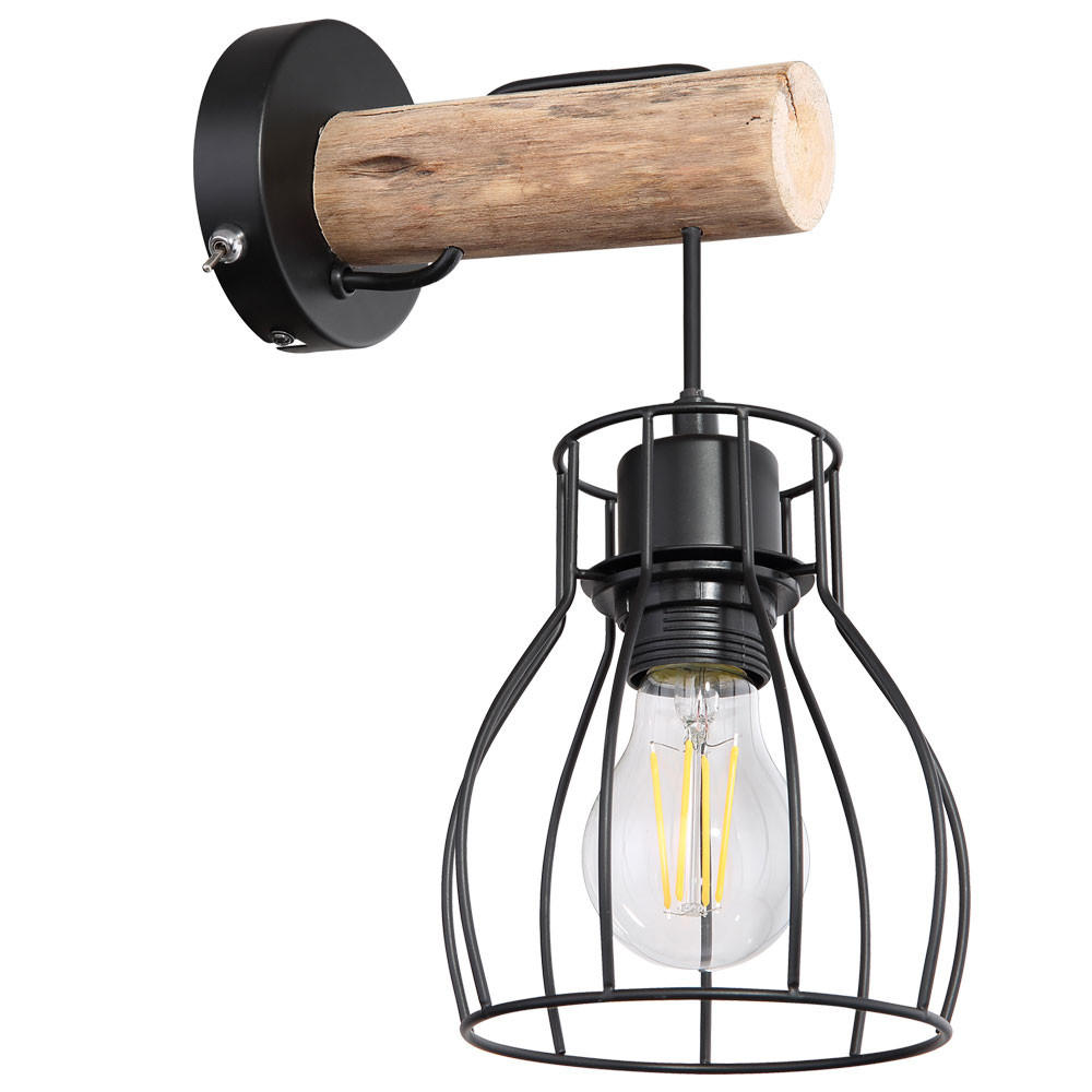 LED WANDLEUCHTE Holz Schwarz - Schwarz, Holz (13.6/30/17.5cm) - Globo Lighting