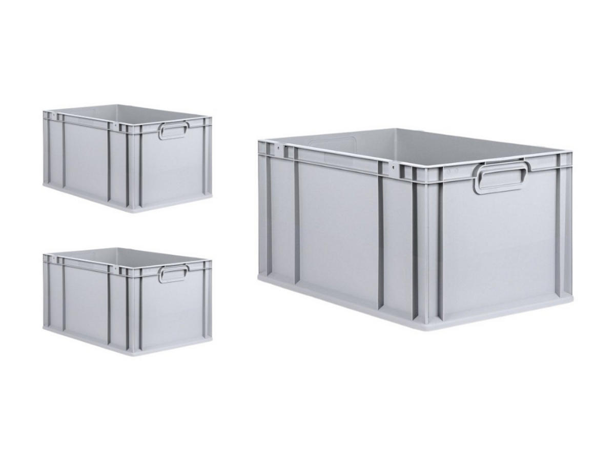 EUROBOX 3x Nextgen Economy Griffe Geschlossen 32x40x60cm 65 Liter - Grau, Kunststoff (40/32/60cm) - PROREGAL