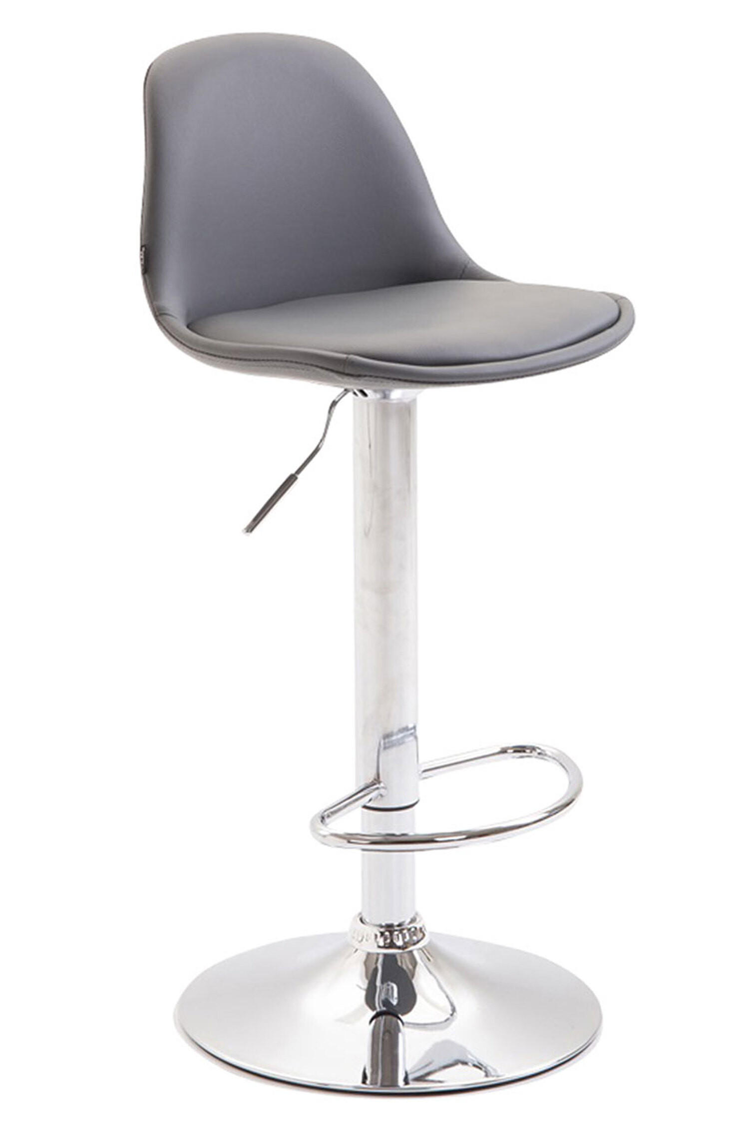 BARHOCKER Kilian, Gestell Metall in Chromoptik, Vollgepolstert Kunstleder Grau - Chromfarben/Grau, Kunststoff/Textil (39/100/43cm) - TPFLiving