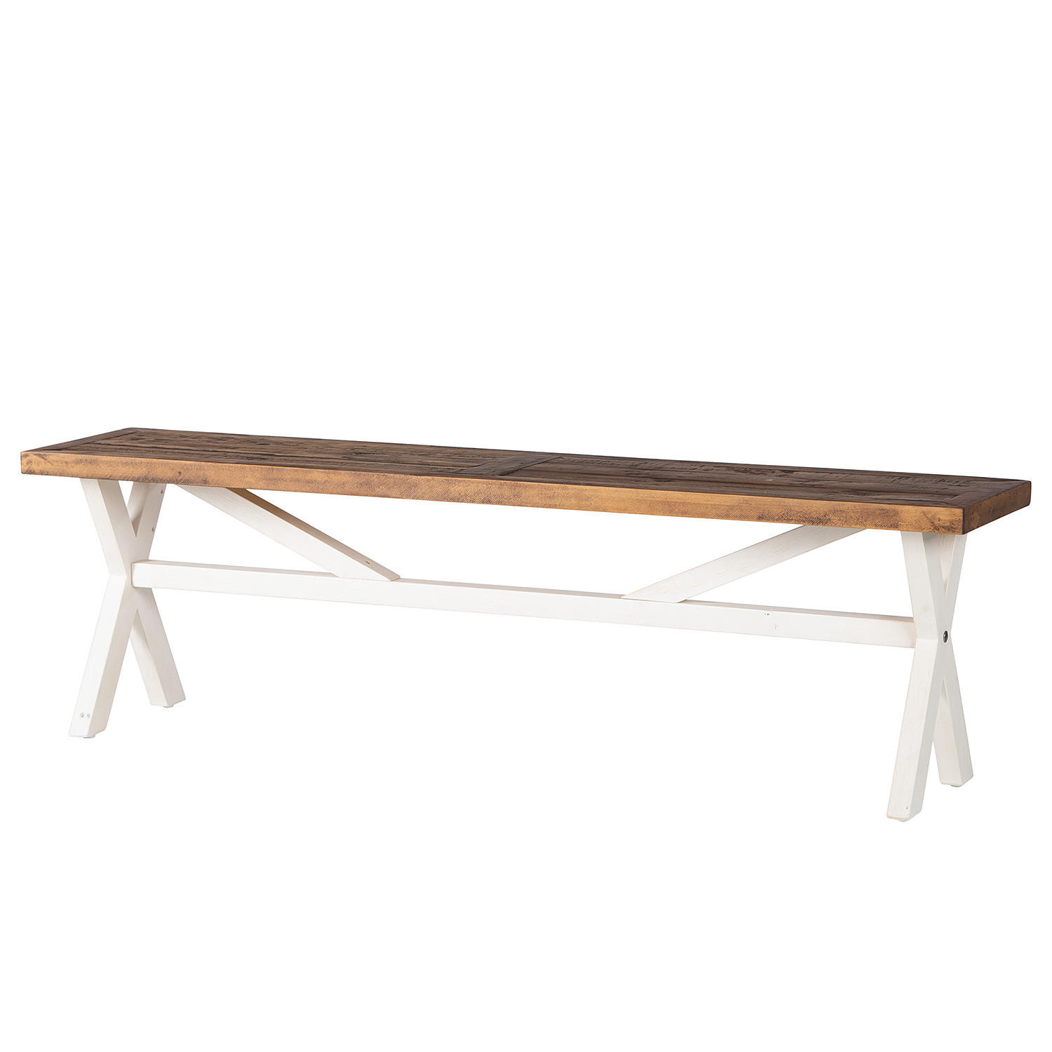 SITZBANK - Kiefer massiv - Weiß, Holz (160/47/35cm) - home24