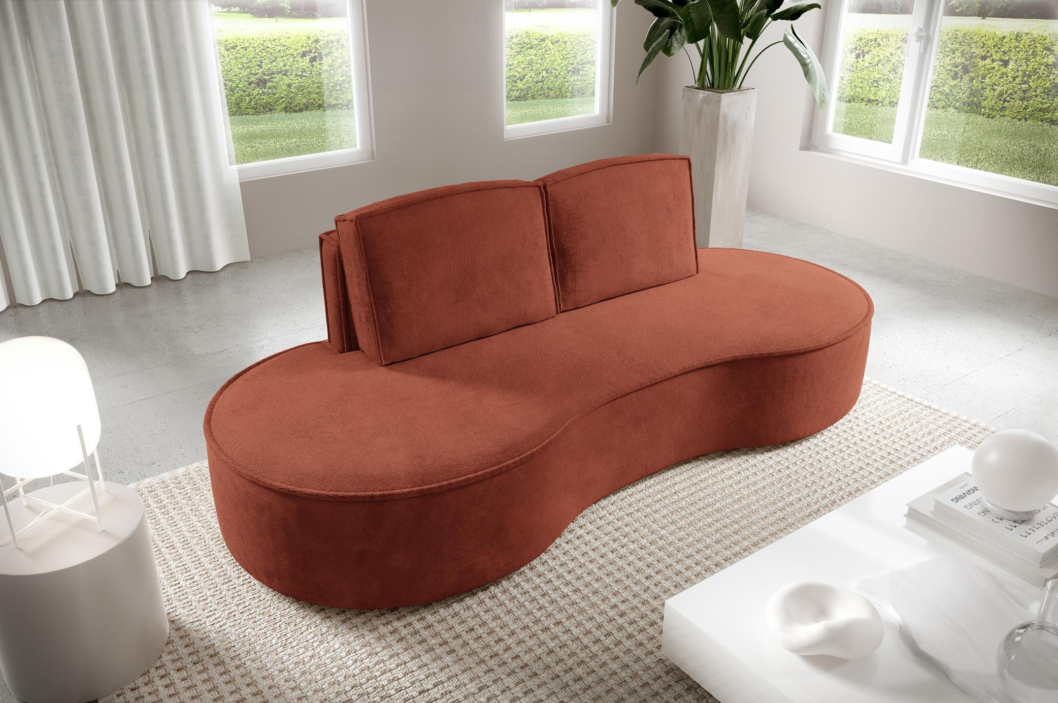 SOFA Flow Rot, mit Kissen in Curio Stoff - Rot, Holzwerkstoff (234/88/101cm) - Bettso