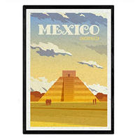 POSTER Mexiko Stadtfarben A4 Schwarzer Rahmen - Schwarz, Papier (29.7/5/21cm) - Nacnic