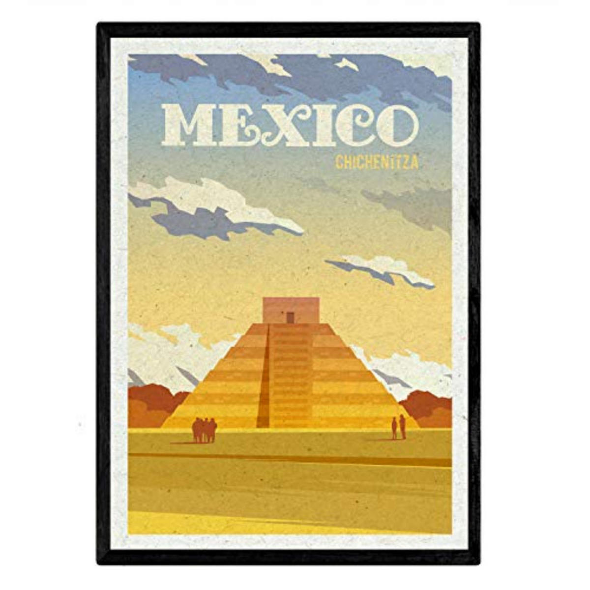 POSTER Mexiko Stadtfarben A4 Schwarzer Rahmen - Schwarz, Papier (29.7/5/21cm) - Nacnic