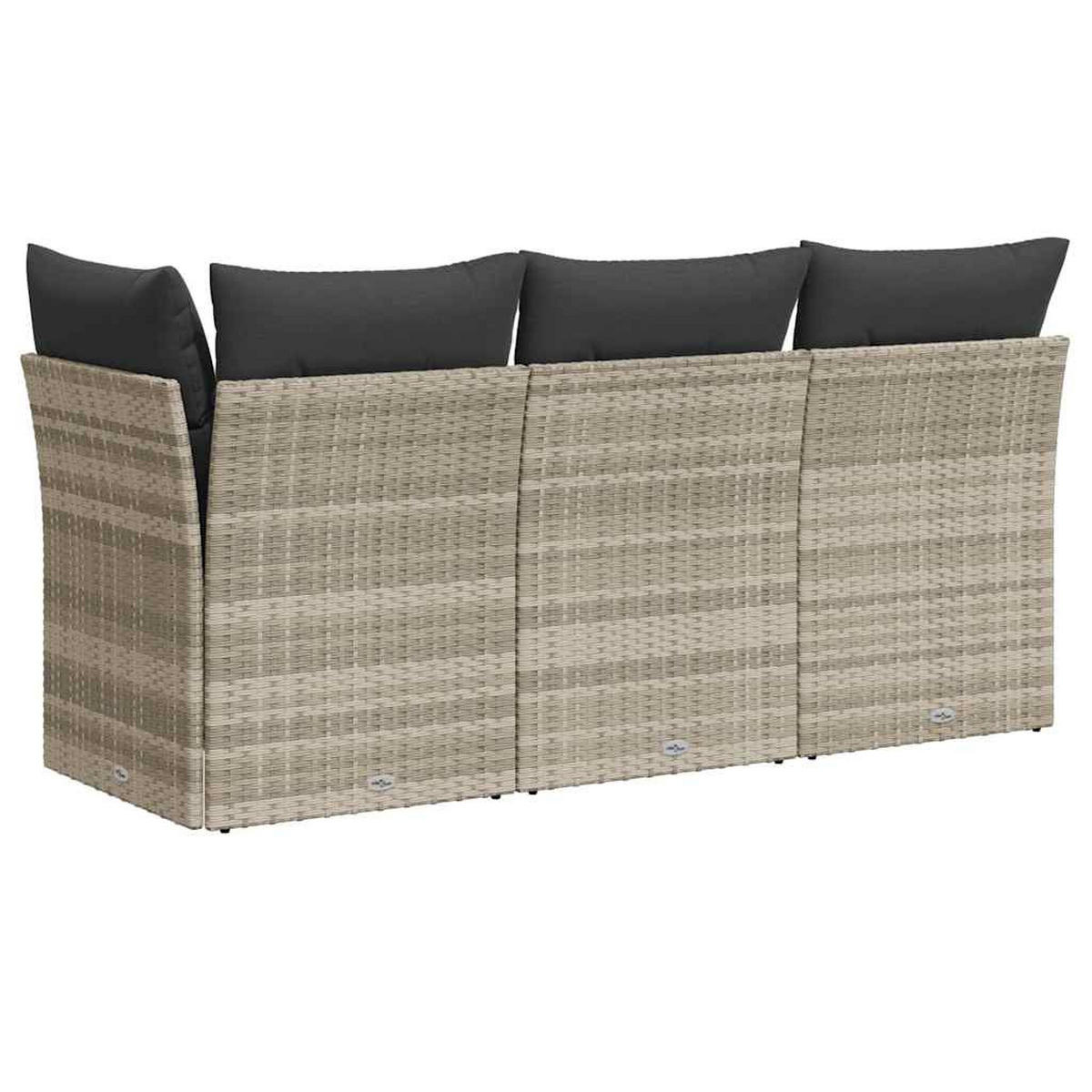 GARTENSOFA Mit Kissen 3-Sitzer Hellgrau Poly Rattan - Grau, Kunststoff (172/69/62cm) - vidaXL