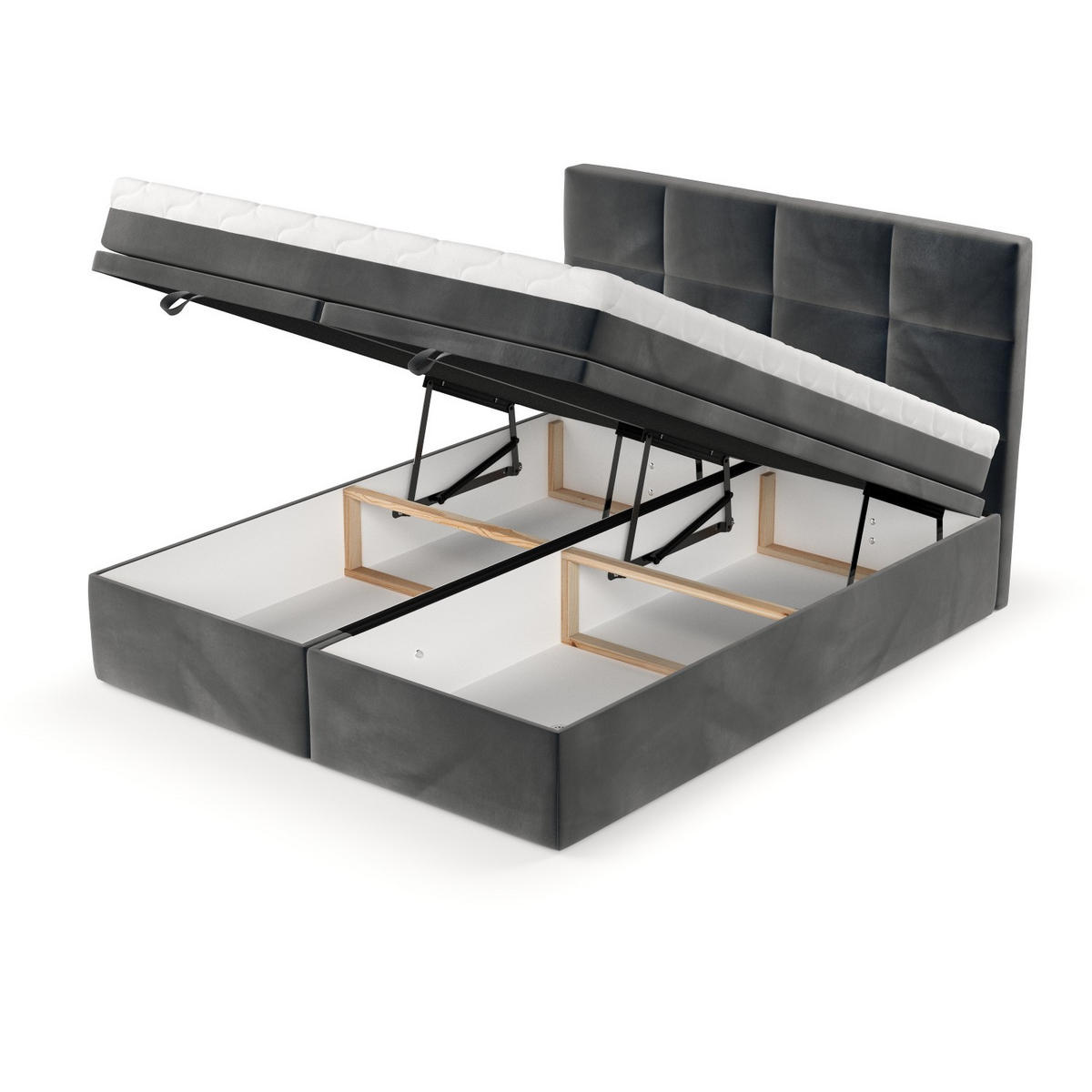 BOXBETT Tessa 140/200 cm Anthrazit im Paros Stoff - Anthrazit/Schwarz, Holz/Holzwerkstoff (140/200cm) - AltaBeds
