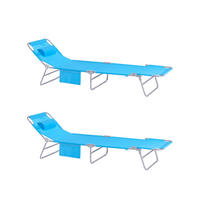 SONNENLIEGE 2er Set Blau - Blau, Textil/Metall (195/58/63cm) - SoBuy