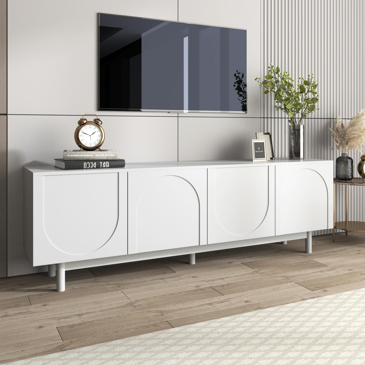 TV-SCHRANK in Weiß mit 4 Türen und verstellbaren Einlegeböden 175/38/56 cm - Weiß, Holzwerkstoff (175/56/38cm) - Redom