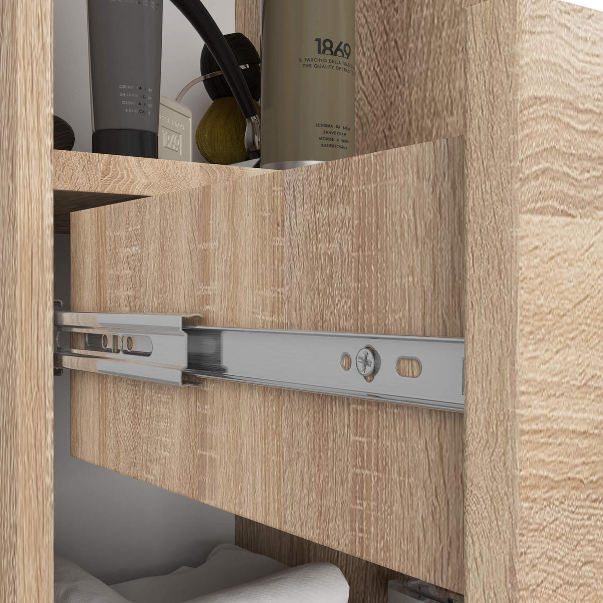 HOCHSCHRANK Sonoma-Eiche 30x30x140 cm - Silberfarben/Sonoma Eiche, Holzwerkstoff/Kunststoff (30/140/30cm) - Akord