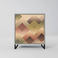 SIDEBOARD GEOMETRIC FUSION, Grau, 57,5x42x67,5 cm, Schwarze Metall-Rahmenfüße - Multicolor/Schwarz, Holzwerkstoff/Metall (57.5/67.5/42cm) - SpaceRebels