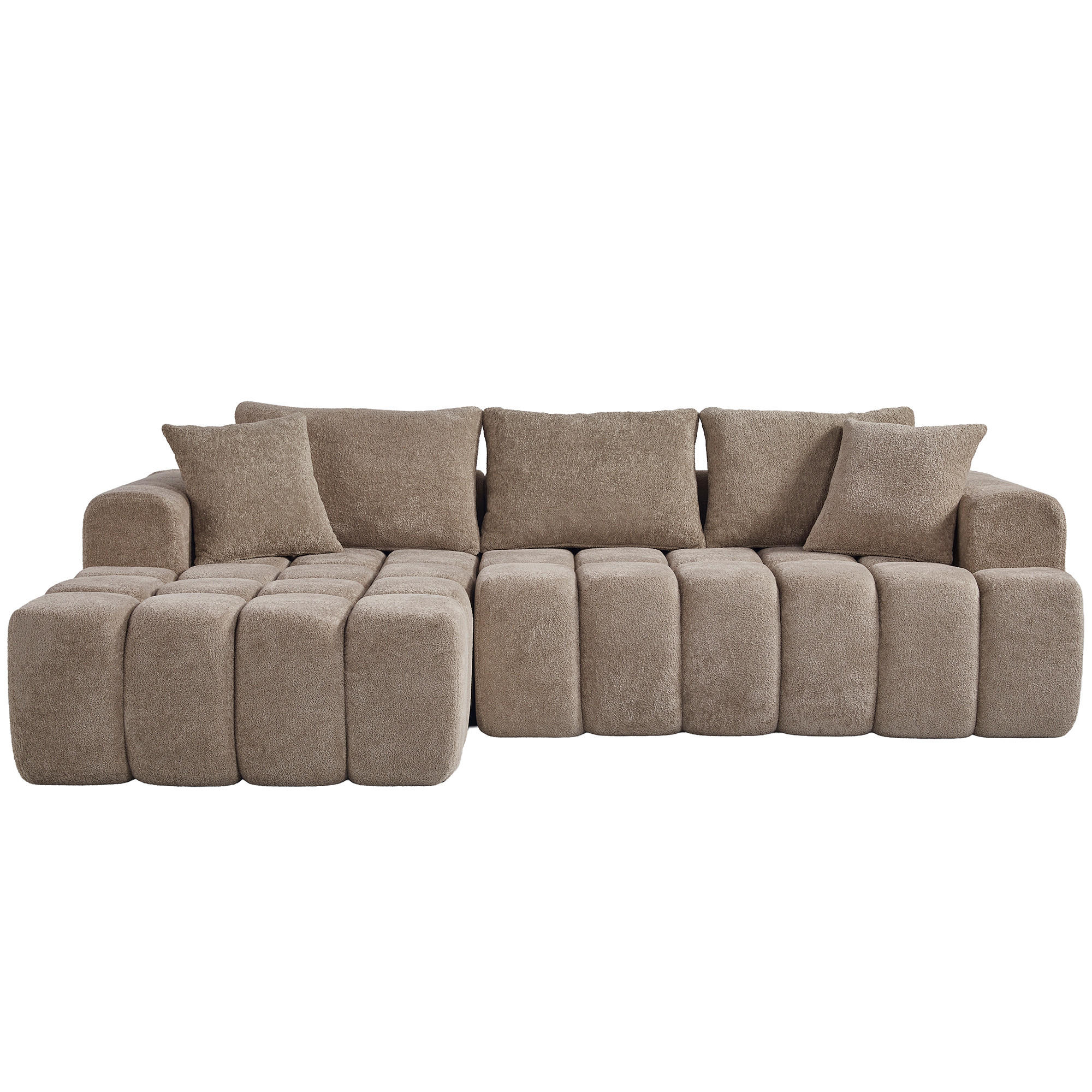 OKWISH ROHOVÁ pohovka 249,94/124,97/58,98 cm khaki ze sametové tkaniny modulární a pohodlná