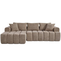 ECKSOFA L-Form 3-Sitzer in Taupe aus Samt mit linker Chaiselongue - Taupe, Textil (250/160cm) - CHICFURN