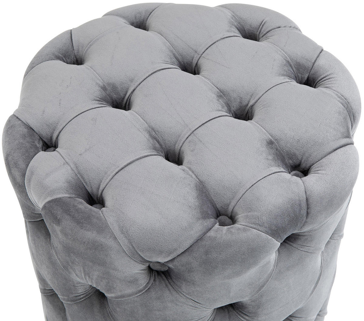 SITZHOCKER Bador Samt Grau Hocker Schlafzimmer - Grau, Textil (42/46/42cm) - DELUKE