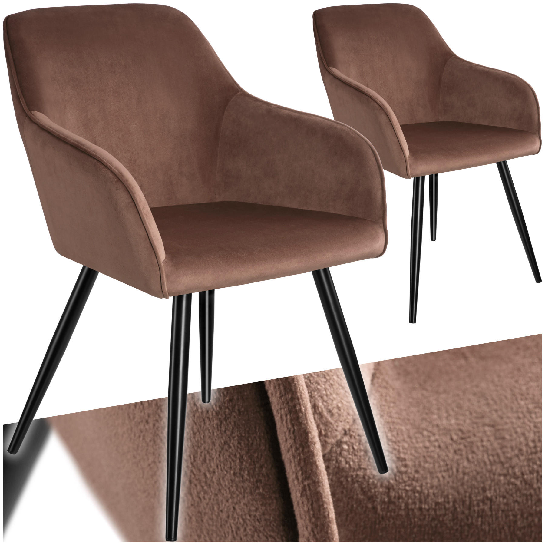 ESSZIMMERSTUHL 2er Set Marilyn 58 x 62 x 82 cm braun/schwarz - Schwarz/Braun, Textil (58/82/62cm) - tectake