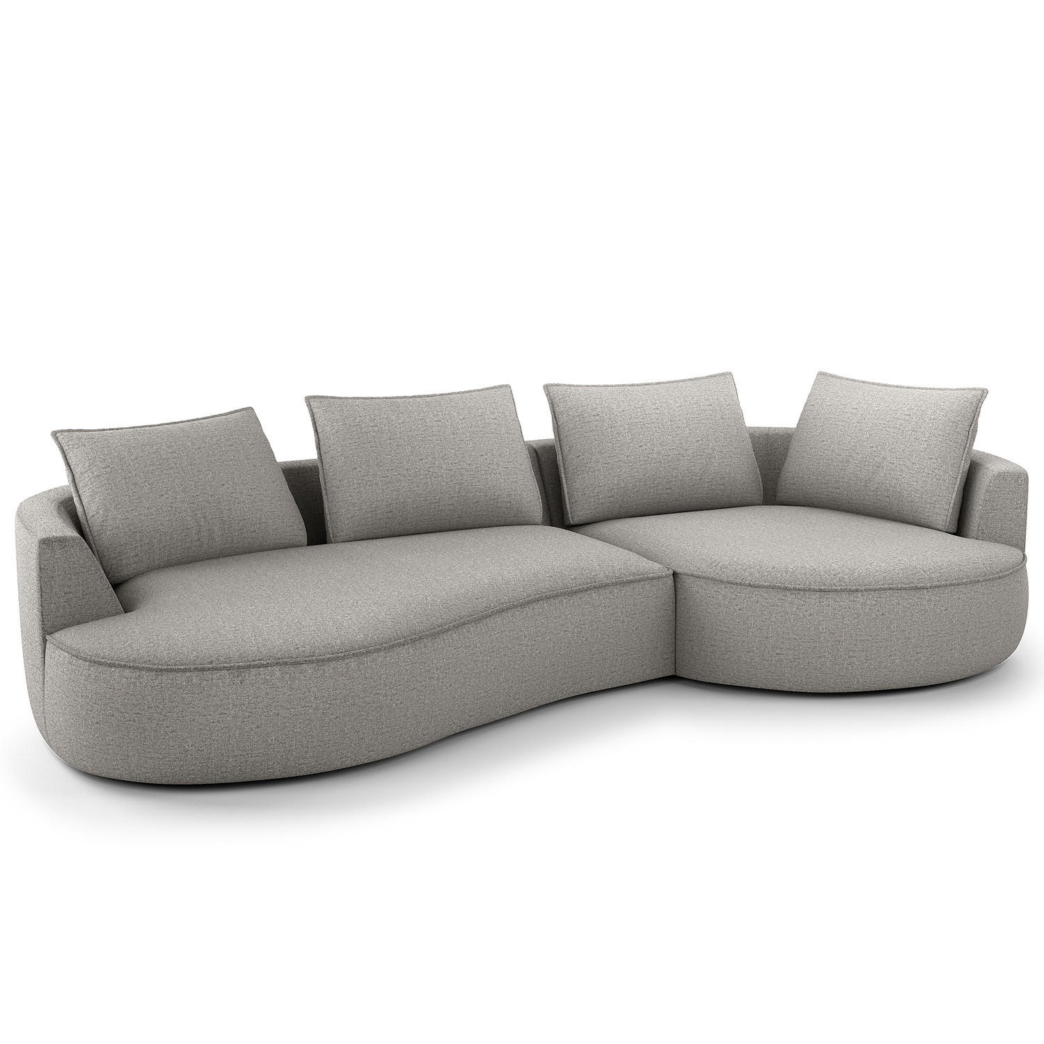 BIGSOFA - Hellgrau/Schwarz, Kunststoff/Textil (322/82/154cm) - home24