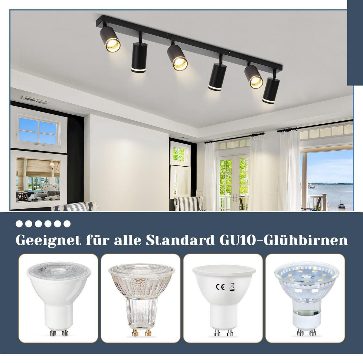 STRAHLER Vilbel 6-flammig 83/5/17 cm - Schwarz, Metall (83/5/17cm) - Nettlife