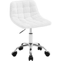 DREHSTUHL mit Rollen, Chenille, Weiß - Schwarz/Weiß, Textil/Metall (43/60/50cm) - Woltu