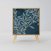SIDEBOARD BLUE LEAVES, Eichefarben, 57,5x42x75,5 cm, Goldfarbene Metallfüße - Eichefarben/Goldfarben, Holzwerkstoff/Metall (57.5/75.5/42cm) - SpaceRebels