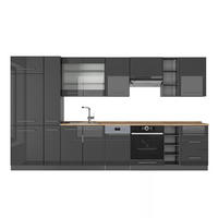 KUCHYNKA Fame-Line Antracit vysoký lesk 355 cm , AP Oak - antracitová/čierna s vysokým leskom, kompozitné drevo (355/206.8/60cm) - Vicco
