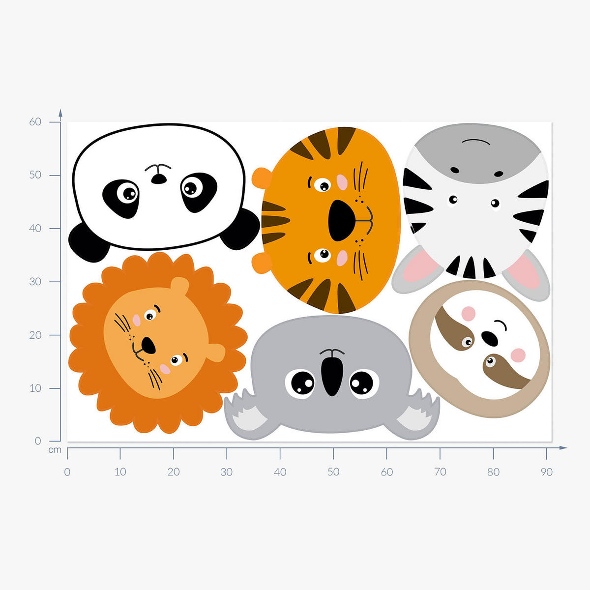 WANDAUFKLEBER 60x91cm - Wildtiersafari - Multicolor, Kunststoff (60/91/0.1cm) - Wallfluent