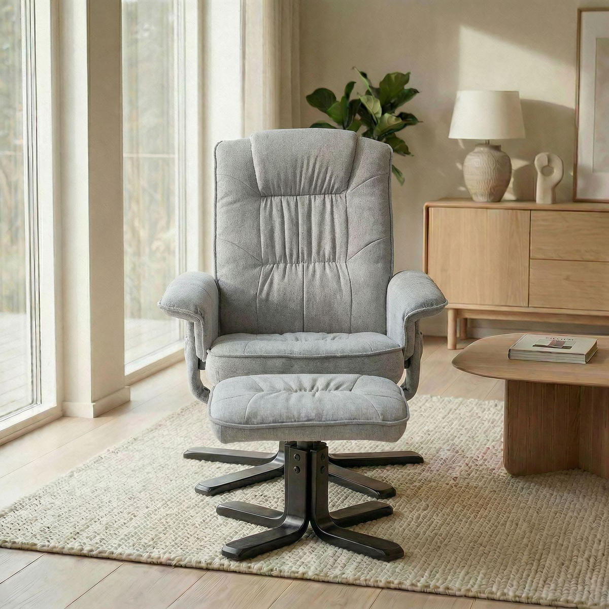 RELAXSESSEL CHARLY - Schwarz/Grau, Textil (76/87/61cm) - IDIMEX