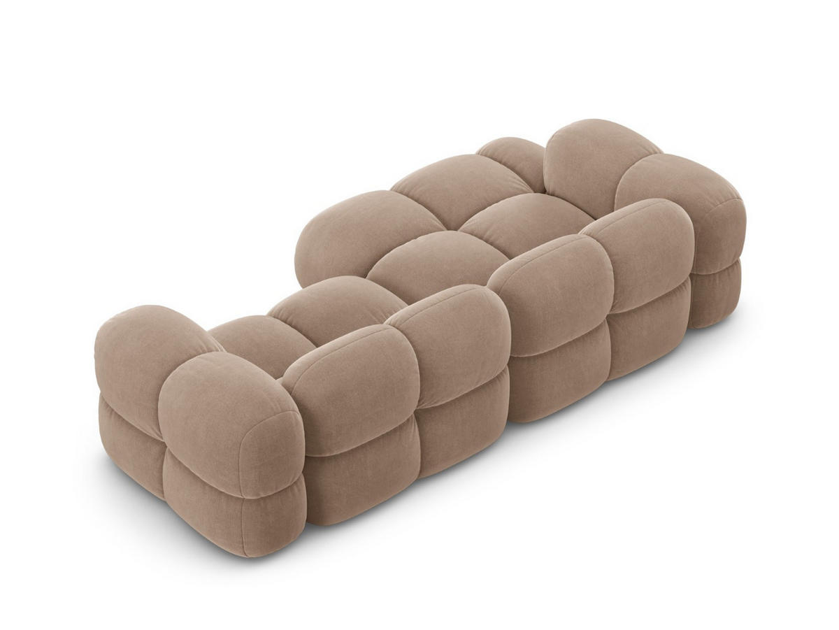 ECKSOFA links Loretto aus Samt dunkelbeige 3 Sitzplätze - Mokka, Textil (147/250cm) - Cosmopolitan Design