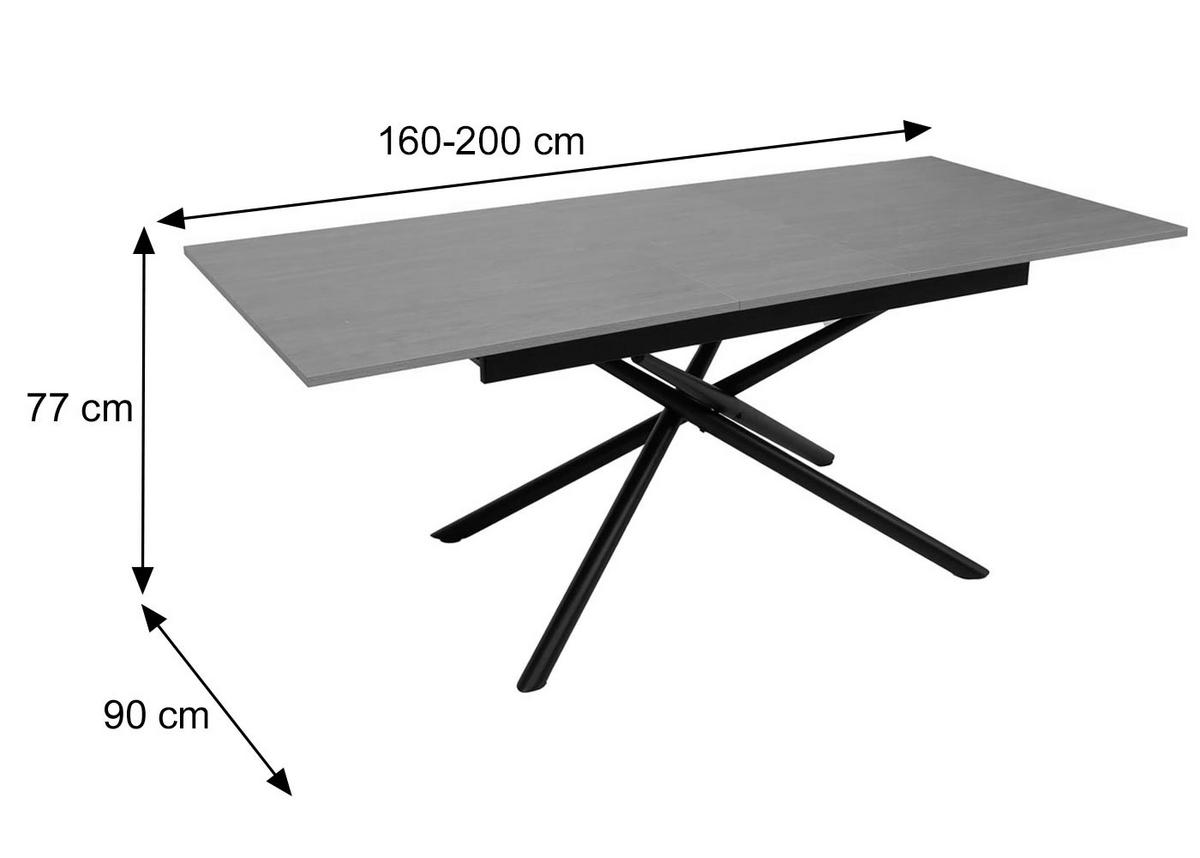 ESSZIMMERTISCH rechteck Schwarz - Schwarz, Metall (90/200/77cm) - MCW