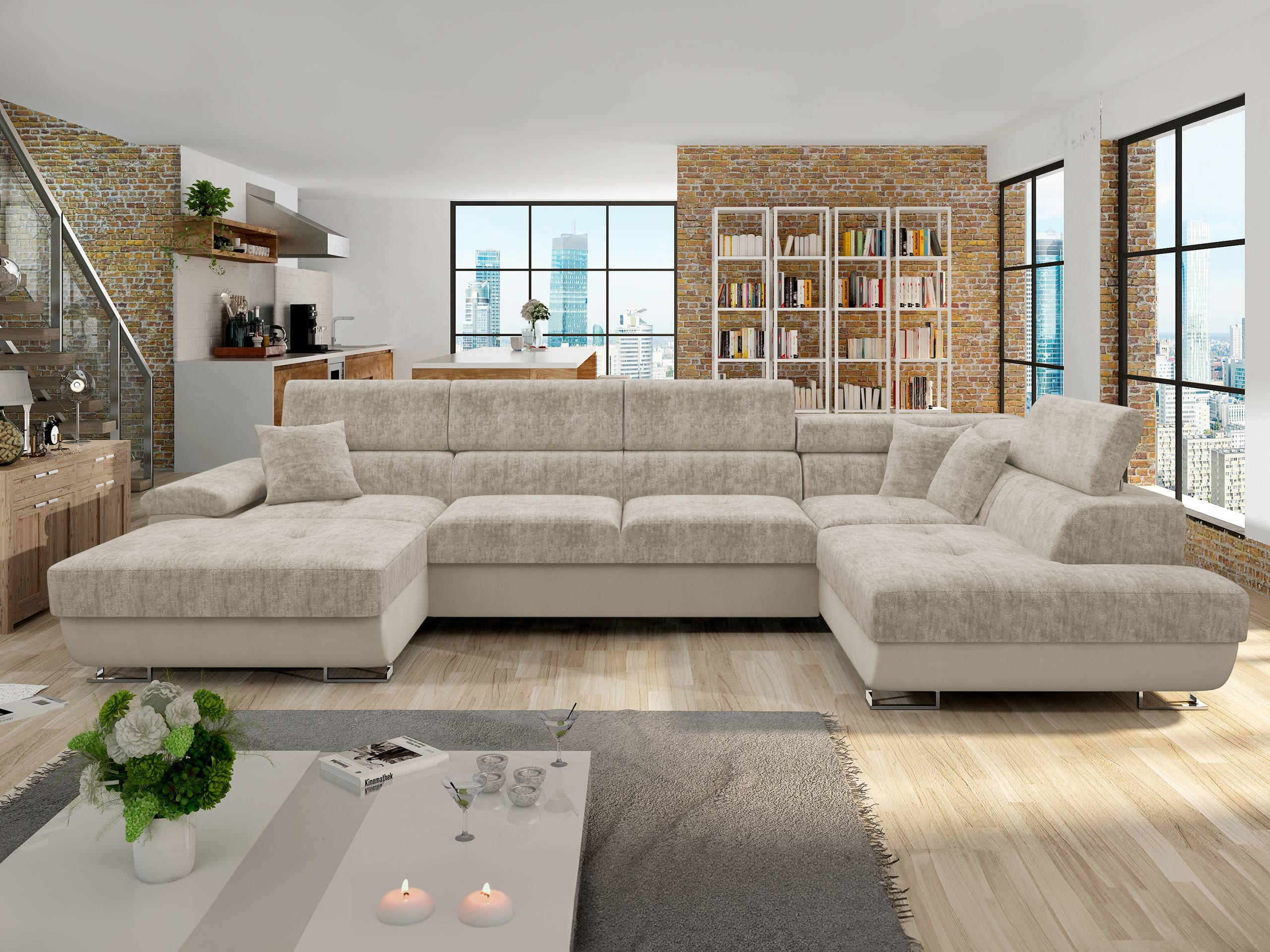 WOHNLANDSCHAFT Cotere Bis Premium, Seite: Rechts - Cappuccino, Holz/Textil (345/91/202cm) - MIRJAN24