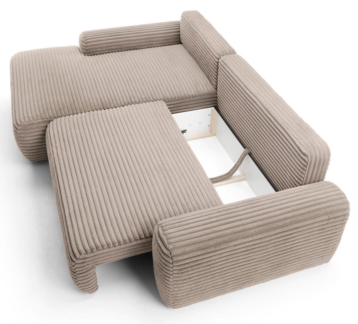 ECKSOFA Alferia Beige mit Cordbezug - Beige/Schwarz, Kunststoff/Textil (264/162cm) - Selsey