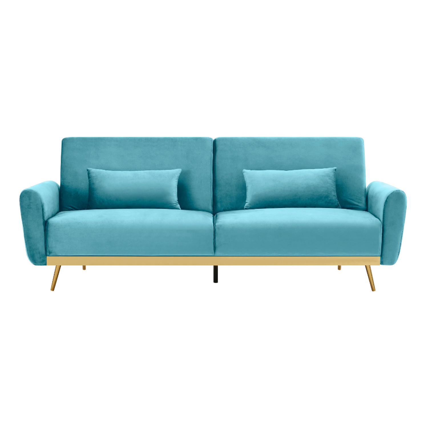 SCHLAFSOFA cyano blau 3-sitzer samt - Blau, Holzwerkstoff (210/84/94cm) - Concept Usine
