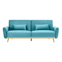 SCHLAFSOFA cyano blau 3-sitzer samt - Blau, Holzwerkstoff (210/84/94cm) - Concept Usine