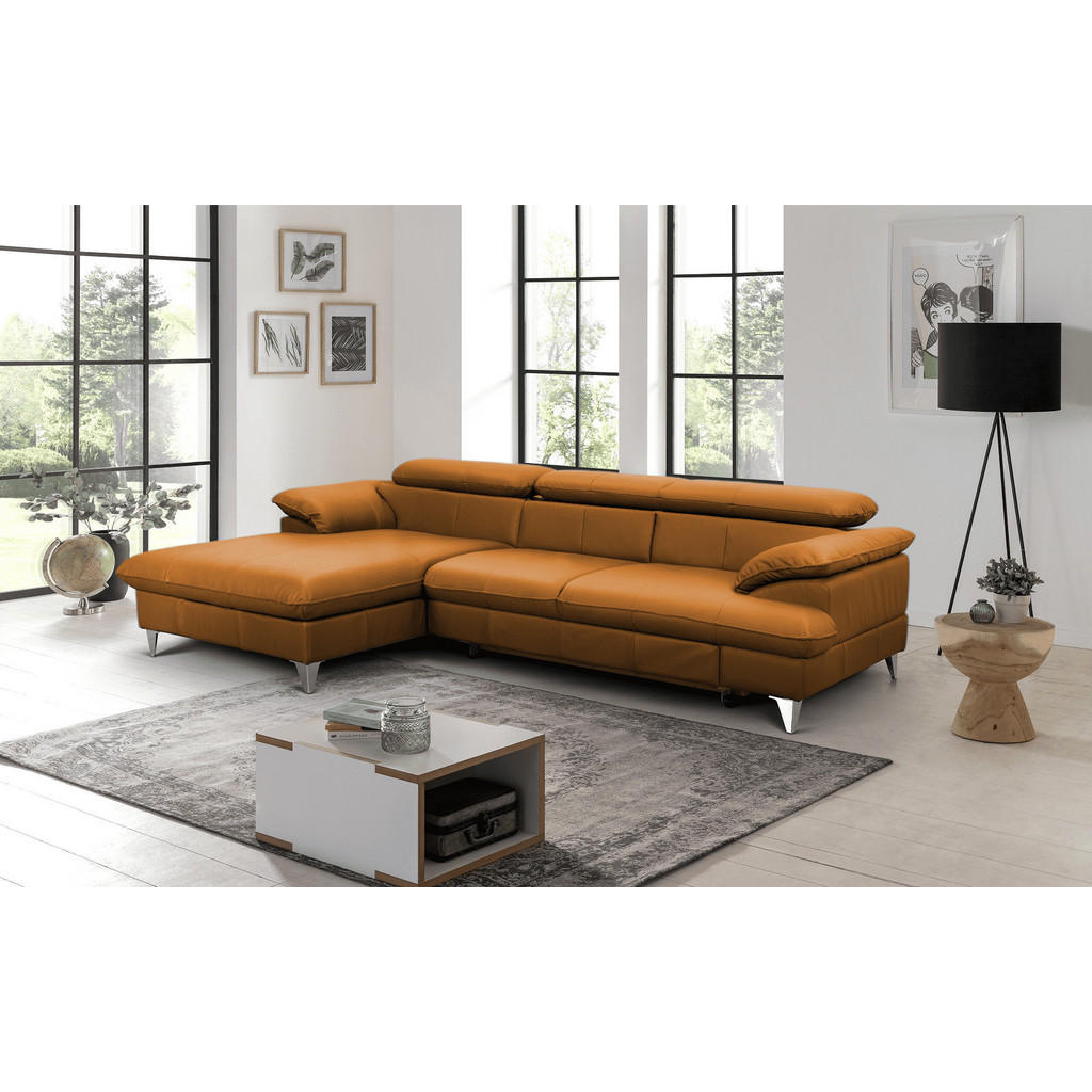 Thumbnail - Cotta Ecksofa, Orange, Leder, L-Form,L-Form, 254x167 cm, Wohnzimmer, Sofas & Couches, Wohnlandschaften, Ecksofas